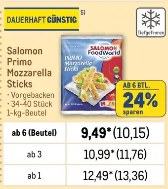 METRO Salomon Primo Mozzarella Sticks 1-kg-Beutel Angebot