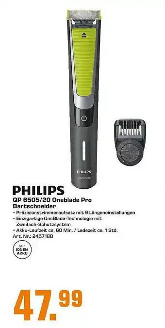 Saturn Philips Qp 6505.20 Oneblade Pro Bartschneider Angebot