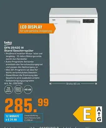 Saturn Beko Dfn 26240w Stand Geschirrspüler Angebot