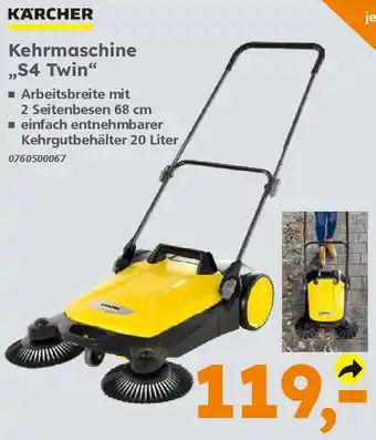 Globus Baumarkt KÄRCHER Kehrmaschine ,,S4 Twin" Angebot