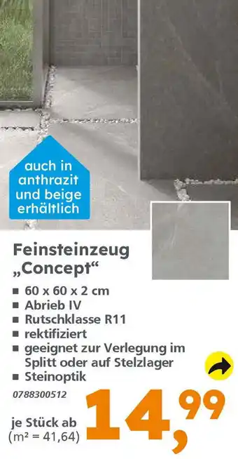 Globus Baumarkt Feinsteinzeug „Concept" Angebot