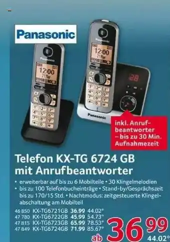 Selgros Panasonic Telefon Kx-tg6724gb Mit Anrufbeantworter Angebot