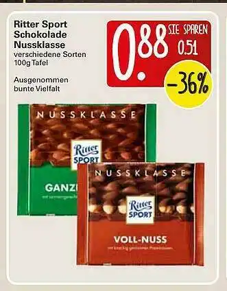 WEZ Ritter Sport Schokolade Nussklasse Angebot