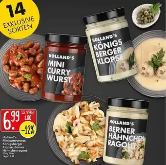 WEZ Holland's Minicurrywurst, Königsberger Klopse, Berner Hähnchenragout Angebot