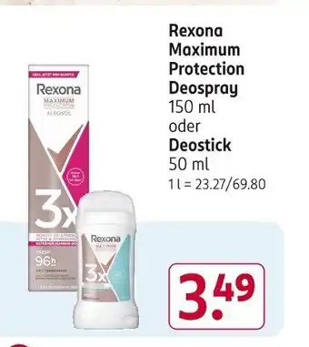 Rossmann Rexona Maximum Protection Deospray 150ml Angebot