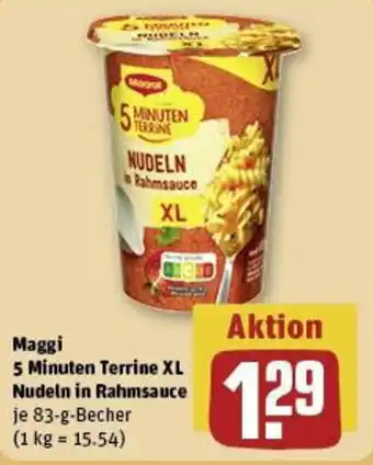 REWE Maggi 5 Minuten Terrine XL Nudeln in Rahmsauceje 83-g-Becher 83-g-Becher Angebot