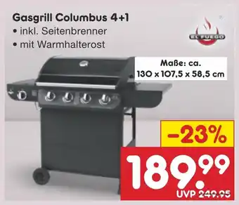 Netto Marken-Discount EL FUEGO Gasgrill Columbus 4+1 Angebot