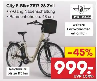 Netto Marken-Discount ZUNDAPP City E-Bike Z517 28 Zoll Angebot