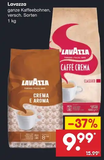 Netto Marken-Discount Lavazza ganze Kaffeebohnen, versch. Sorten 1 kg Angebot