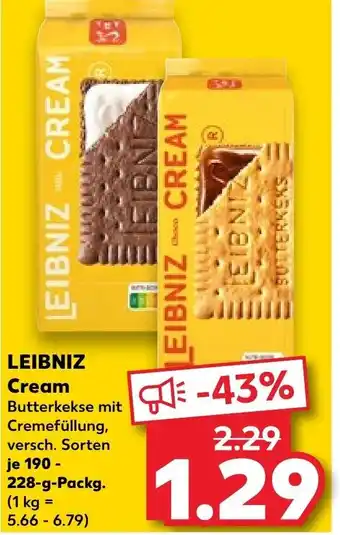 Kaufland LEIBNIZ - Cream Butterkekse 190-228 g Packg. Angebot