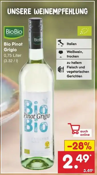 Netto Marken-Discount Bio Bio Bio Pinot Grigio 0,75 Liter Angebot