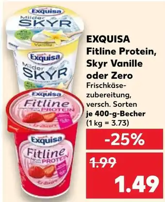 Kaufland EXQUISA Fitline Protein, Skyr Vanille oder Zero 400 g Becher Angebot