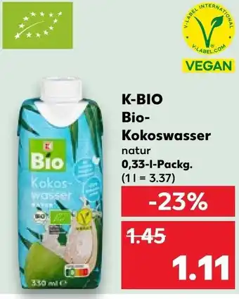 Kaufland K-BIO Bio- Kokoswasser 0,33 l Packg. Angebot