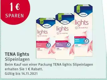 Rossmann Tena lights 1 € sparen Angebot