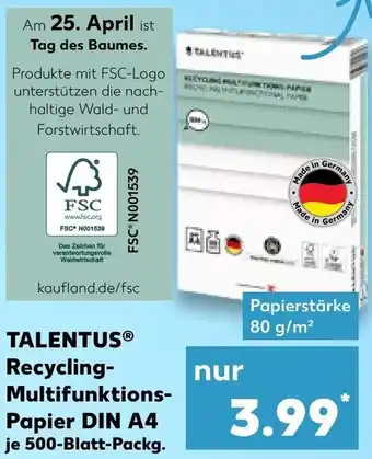 Kaufland TALENTUS Recycling Multifunktions Papier DIN A4 Angebot