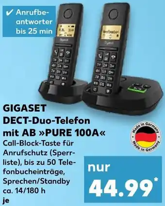 Kaufland GIGASET DECT-Duo-Telefon mit AB ,,PURE 100A" Angebot