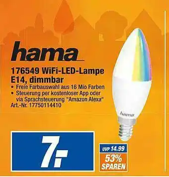 expert Techno Land Hama 176549 Wifi-led-lampe E14 Dimmbar Angebot