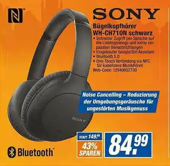 HEM Expert Sony Bügelkopfhörer Wh-ch710n Schwarz Angebot