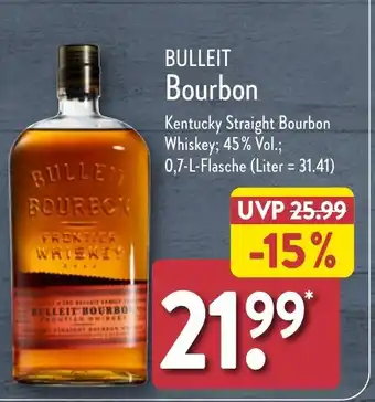 Aldi Nord BULLEIT Bourbon Kentucky Straight Bourbon Whiskey; 45% Vol.; 700ml Angebot