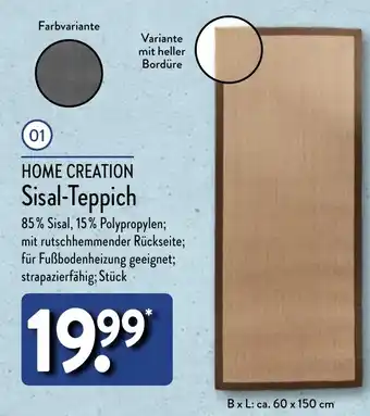 Aldi Nord HOME CREATION Sisal-Teppich Angebot