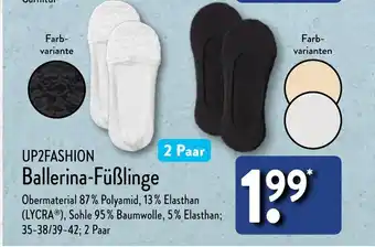 Aldi Nord UP2FASHION Ballerina-Füßlinge 2 Paar Angebot