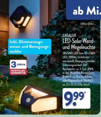 Aldi Nord CASALUX LED-Solar-Wand- und Wegeleuchte Angebot