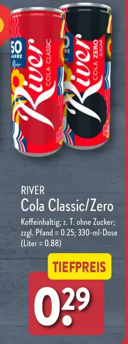 Aldi Nord RIVER Cola Classic/Zero 250ml Angebot