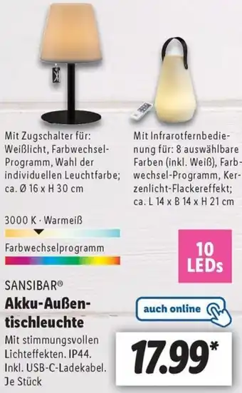 Lidl SANSIBAR Akku-Außentischleuchte Angebot