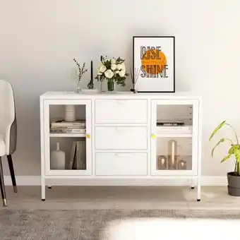 ManoMano Sideboard,Küchenschrank,Kommode,Beistellschrank Weiß 105x35x70 cm Stahl und Hartglas CEIN441703 Bonnevie Angebot