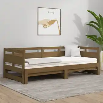 ManoMano Tagesbett Ausziehbar,Doppelbett,Gästebett,Jugendbett für Gästezimmer Schlafzimmer Honigbraun Massivholz Kiefer 2x(80x200) cm  Angebot