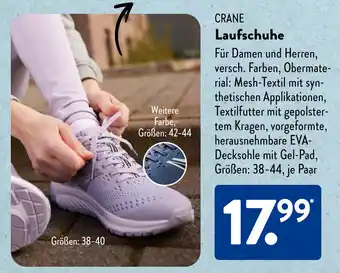 Aldi Süd CRANE Laufschuhe Größen: 38-44 Angebot