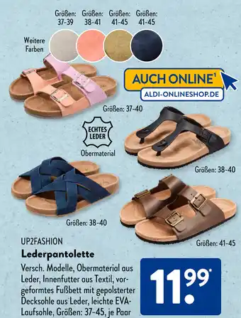 Aldi Süd UP2FASHION Lederpantolette Größen: 37-45 Angebot