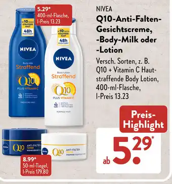 Aldi Süd NIVEA Q10-Anti-Falten- Gesichtscreme, -Body-Milk oder -Lotion Angebot