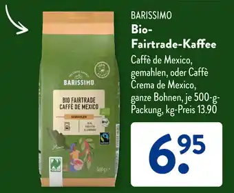 Aldi Süd BARISSIMO Bio- Fairtrade-Kaffee 500g Angebot