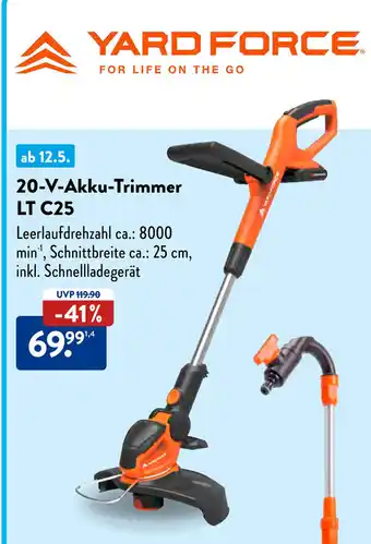 Aldi Süd YARD FORCE 20-V-Akku-Trimmer LT C25 Angebot