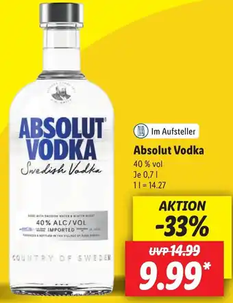 Lidl Absolut Vodka 700ml Angebot