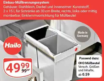 Globus Hailo Einbau-Mülltrennungssystem Angebot