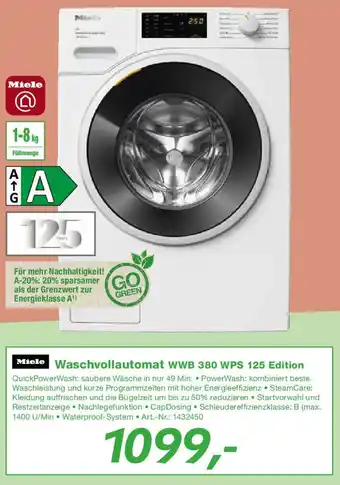 EP Miele Waschvollautomat WWB 380 WPS 125 Edition Angebot