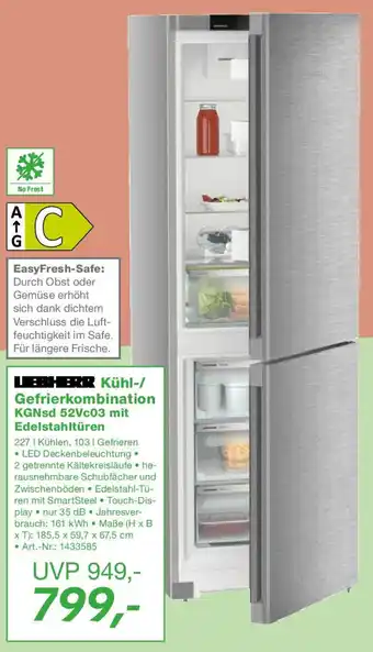 EP LIEBHERR Kühl-/ Gefrierkombination KGNsd 52Vc03 mit Edelstahltüren Angebot