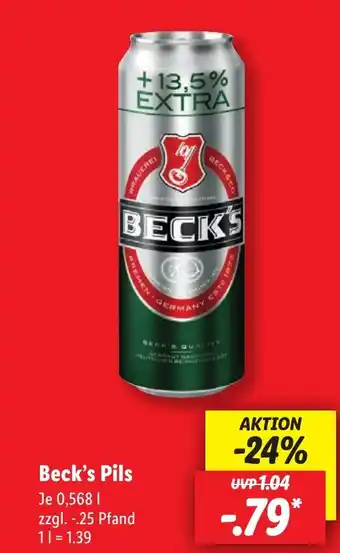 Lidl Beck's Pils Je 0,568L Angebot