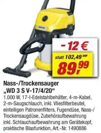 toom Baumarkt KÄRCHER Nass-/Trockensauger ,,WD 3 S V-17/4/20" Angebot