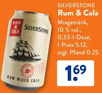 Aldi Süd SILVERSTONE Rum & Cola 0,33 L Dose Angebot