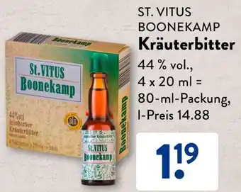 Aldi Süd ST. VITUS BOONEKAMP Kräuterbitter 80 ml Packung Angebot