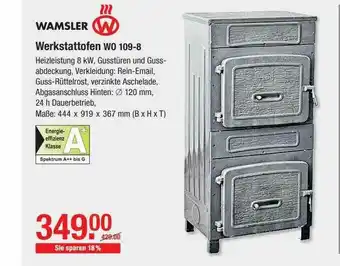 V Baumarkt Wamsler Werkstattofen Wo109-8 Angebot