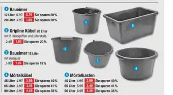 V Baumarkt Baueimer, Gripline Kübel, Mörtelkübel Oder Mörtelkasten Angebot