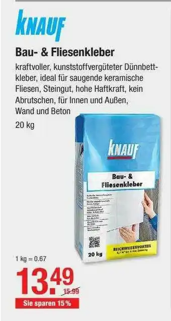 V Baumarkt Knauf Bau- & Fliesenkleber Angebot