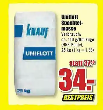 B1 Discount Baumarkt Uniflott Spachtel-masse Angebot