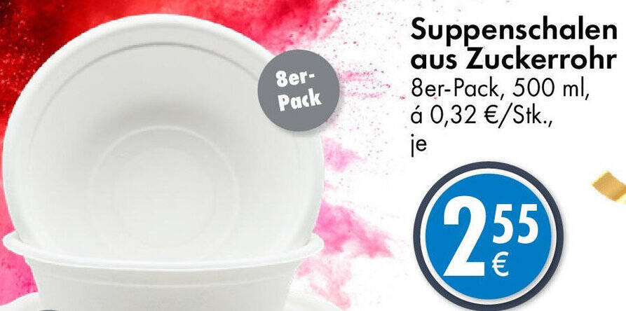 Suppenschalen aus Zuckerrohr 8er-Pack Angebot bei TEDi