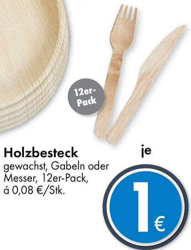Holzbesteck 12er-Pack Angebot bei TEDi