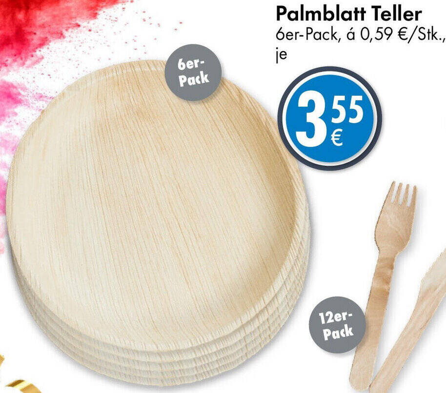Palmblatt Teller 6er-Pack Angebot bei TEDi